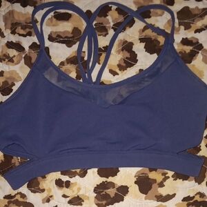 Navy Sports Bra with Mesh Detail